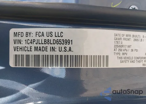 2020 Jeep Cherokee Latitude Plus Fwd z USA, uszkodzony, nr VIN 1C4PJLLB8LD653991